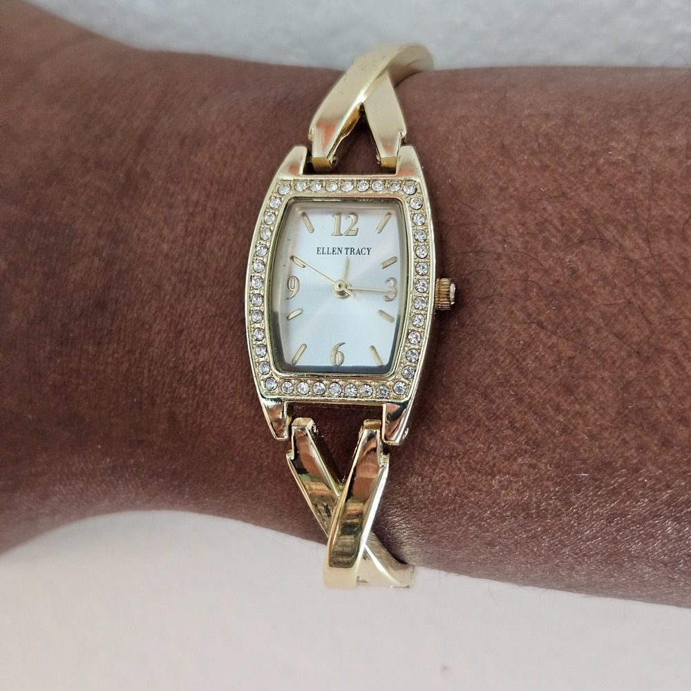 Ellen Tracy gold-tone quartz analog watch with a crystal‎ Women's Watch
